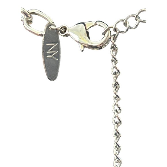 Silver-Tone Circle Link Statement Necklace By NY Adjustable Chain Lobster Clasp - Picture 3 of 5